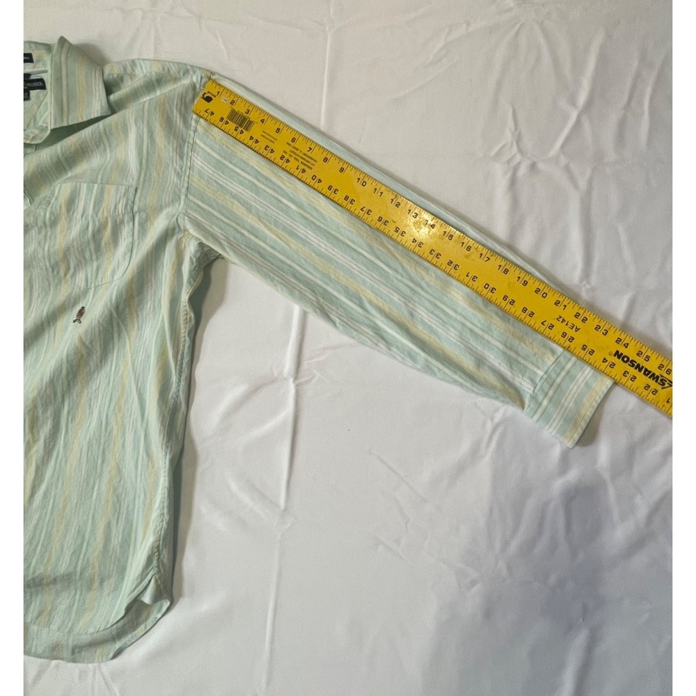 Tommy Hilfiger XL Striped Shirt Flare Collar 2-Ply Cotton 12/05 green striped - Picture 7 of 10